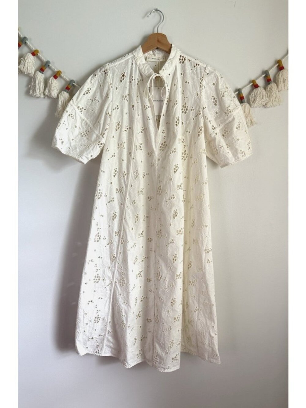 Everlane The Eyelet Midi Dress In Bone Floral Beach Feminine Vacation NWT M